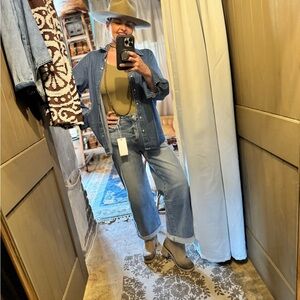 AnnieWear Stretch High Rise Wide Leg Roll-Up Jeans | Cropped | NWT